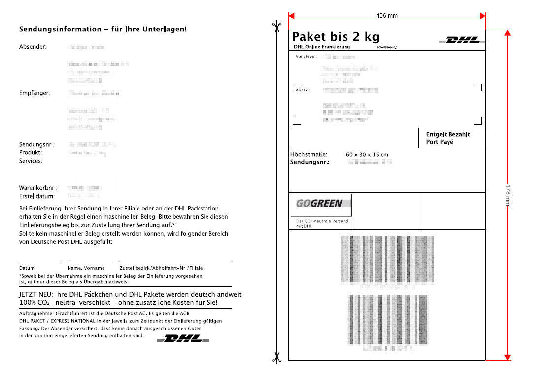 Dhl Paketaufkleber Zum  Ausdrucken  Pdf DHL Retoure Toci 