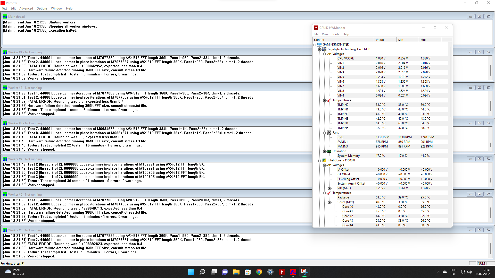 Spiele stürzen ab daraufhin machte ich diesen Test (Prime95) ComputerBase Forum