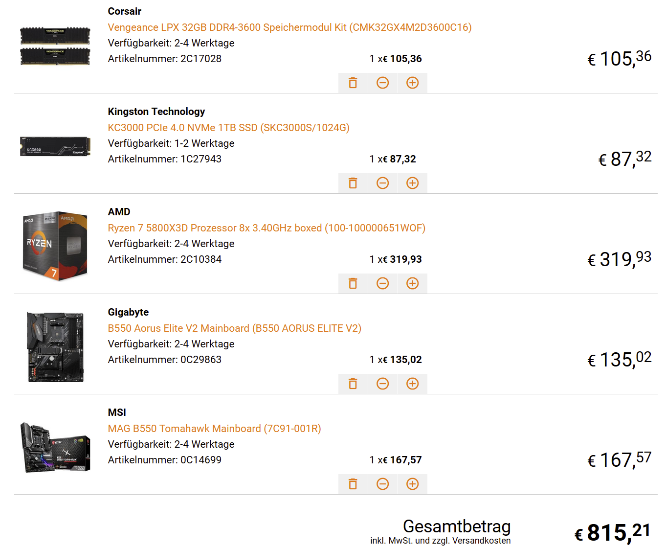 Absegnung MoBo, CPU, RAM, SSD | ComputerBase Forum