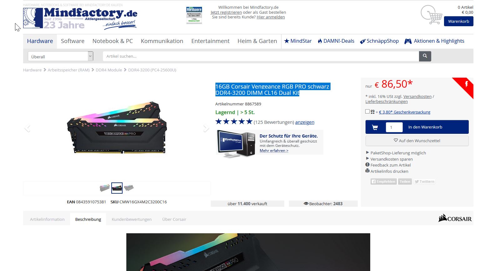 2020-07-19 20_11_18-16GB Corsair Vengeance RGB PRO schwarz DDR4-3200 DIMM CL16 Dual Kit - DDR4...jpg