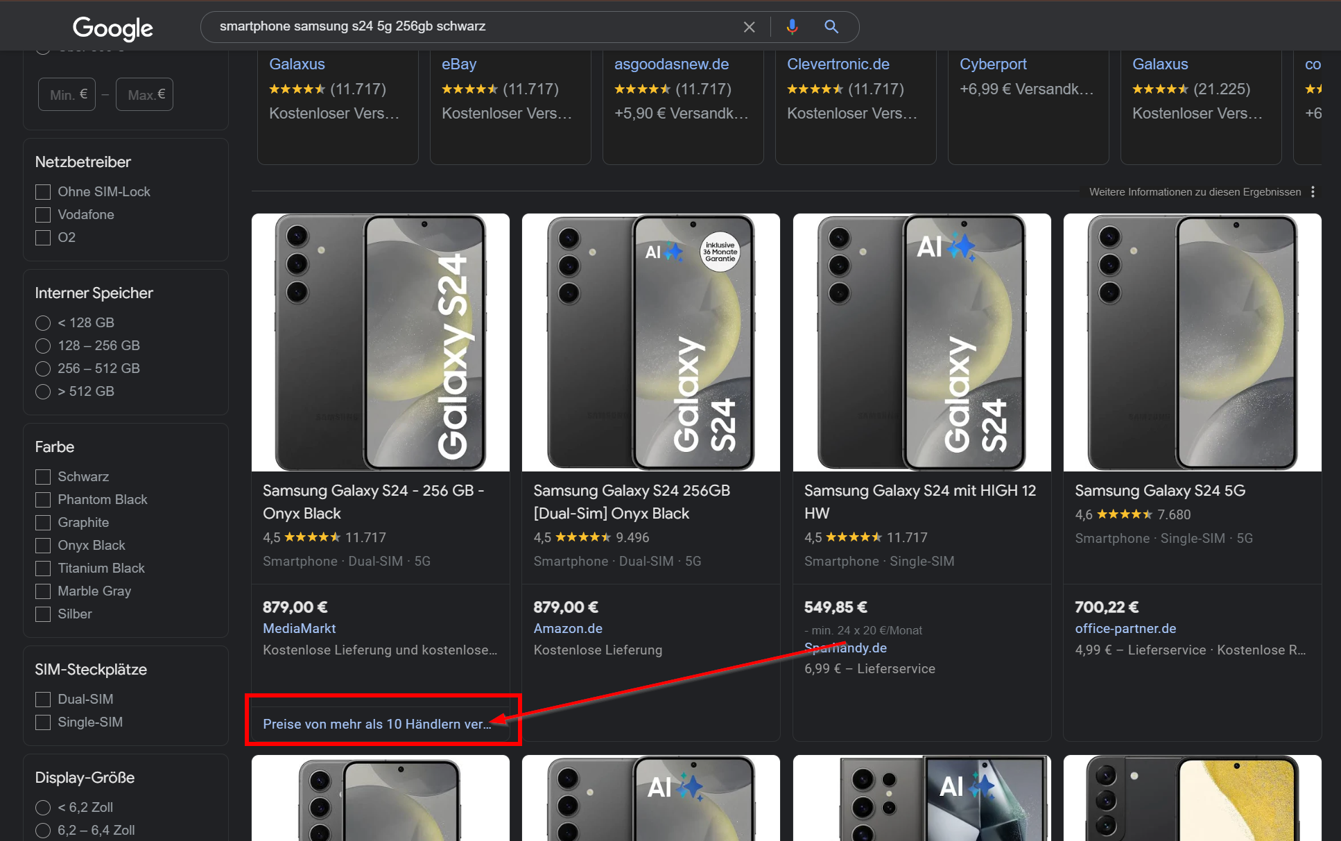 2024-05-21 12_05_00-smartphone samsung s24 5g 256gb schwarz - Google Shopping.png