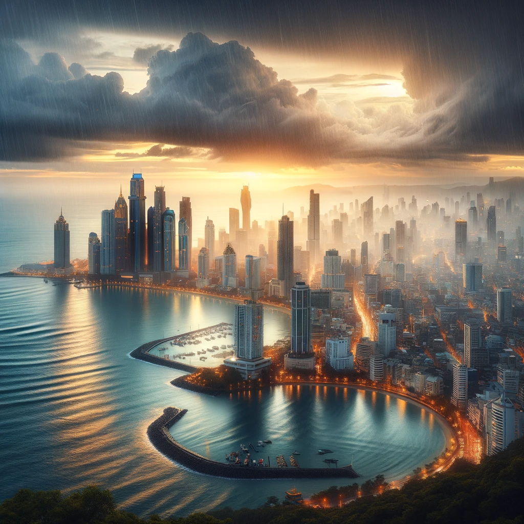 DALL·E 2024-01-01 15.07.23 - A captivating cityscape by the sea, now enhanced with the additio...png