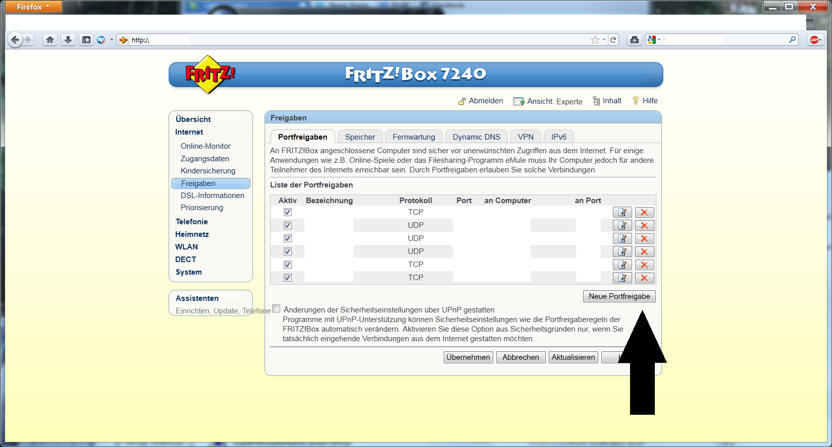 Fritzbox nimmt die Portfreigabe nicht an ComputerBase Forum