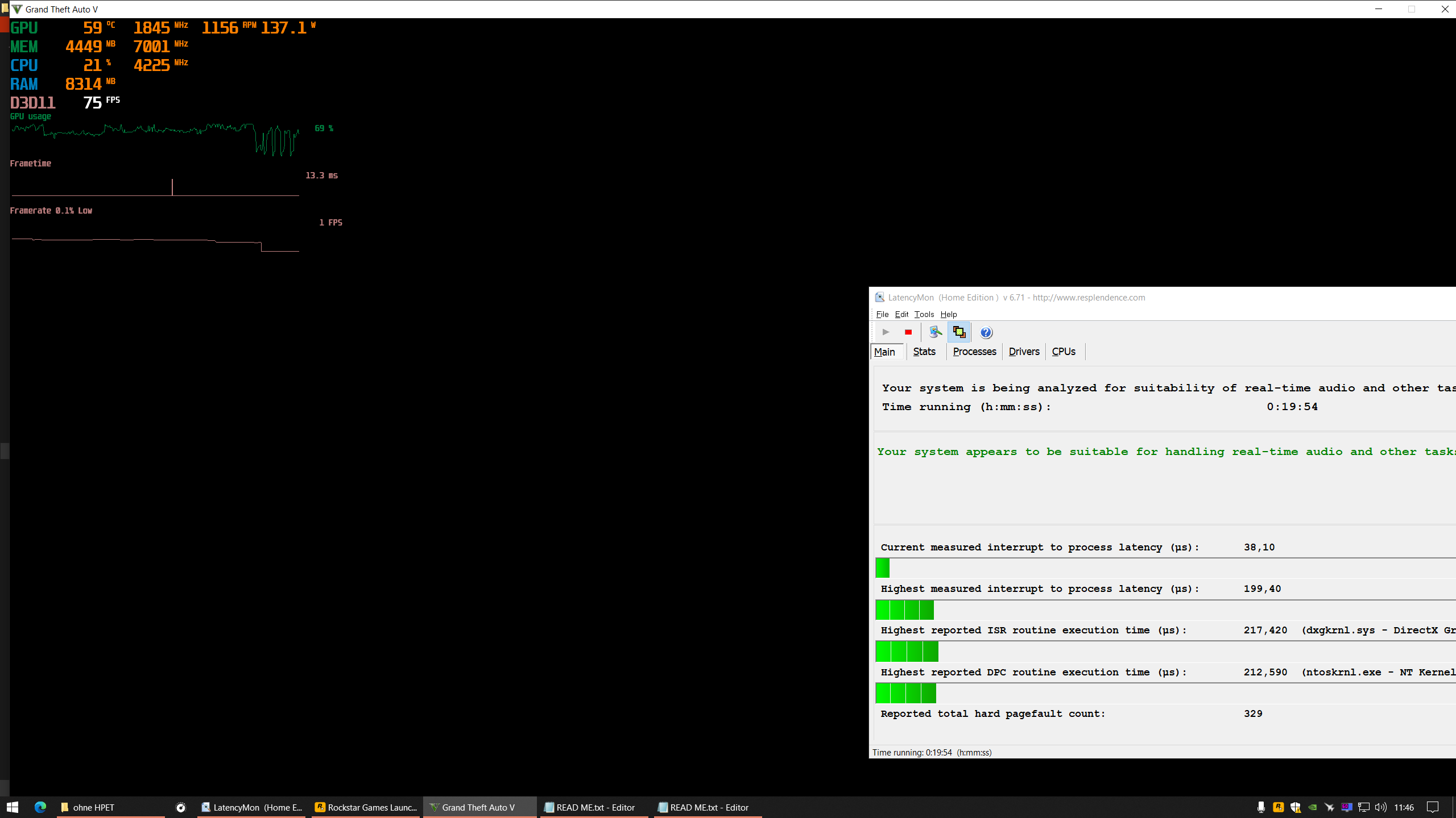 GTA5 Benchmark Ruckler mitten in einer Sequenz - Bild ist unglücklich.png