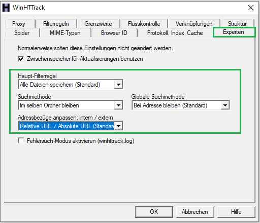 HTTrack Einestellungen Experten.png