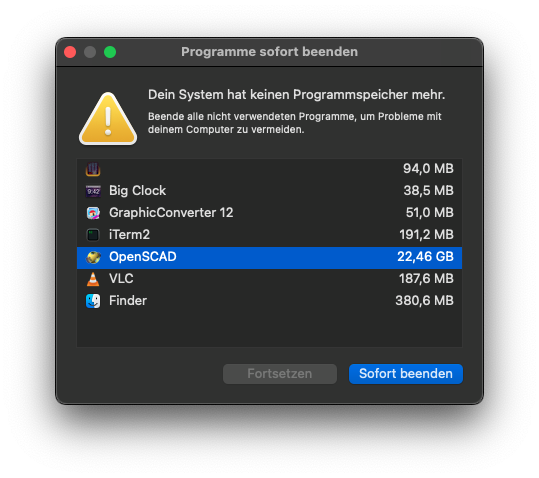 OpenSCAD Speicherverbrauch - Bildschirm­foto 2023-05-05 um 15.38.54.png