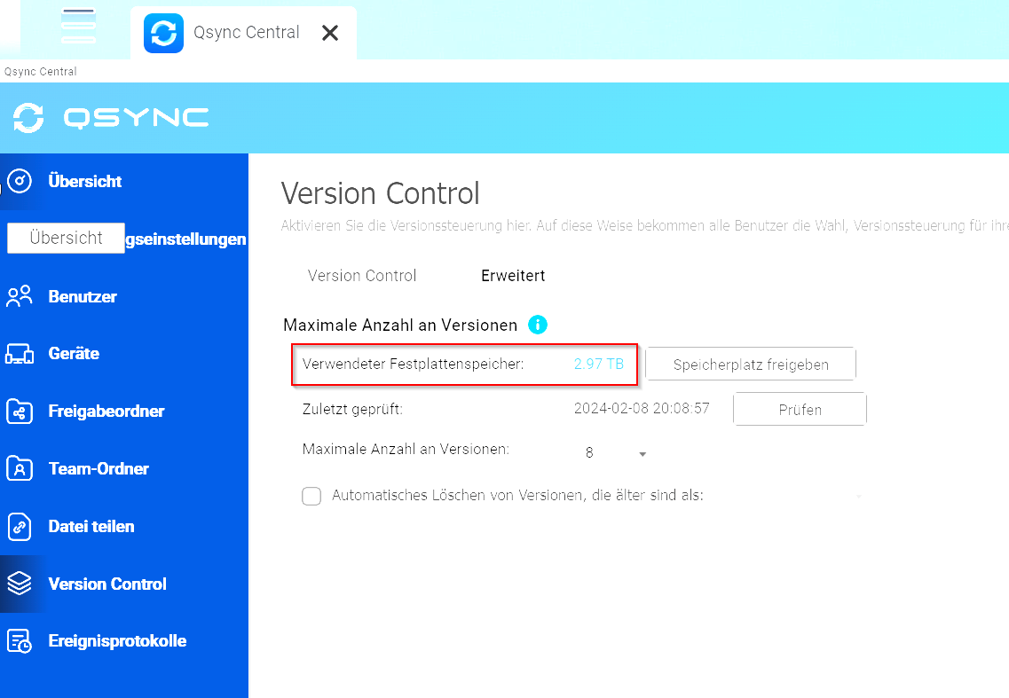 (QNAP TS 251B) Speicherplatz unerklärlich zu gering. Speicherdiebe