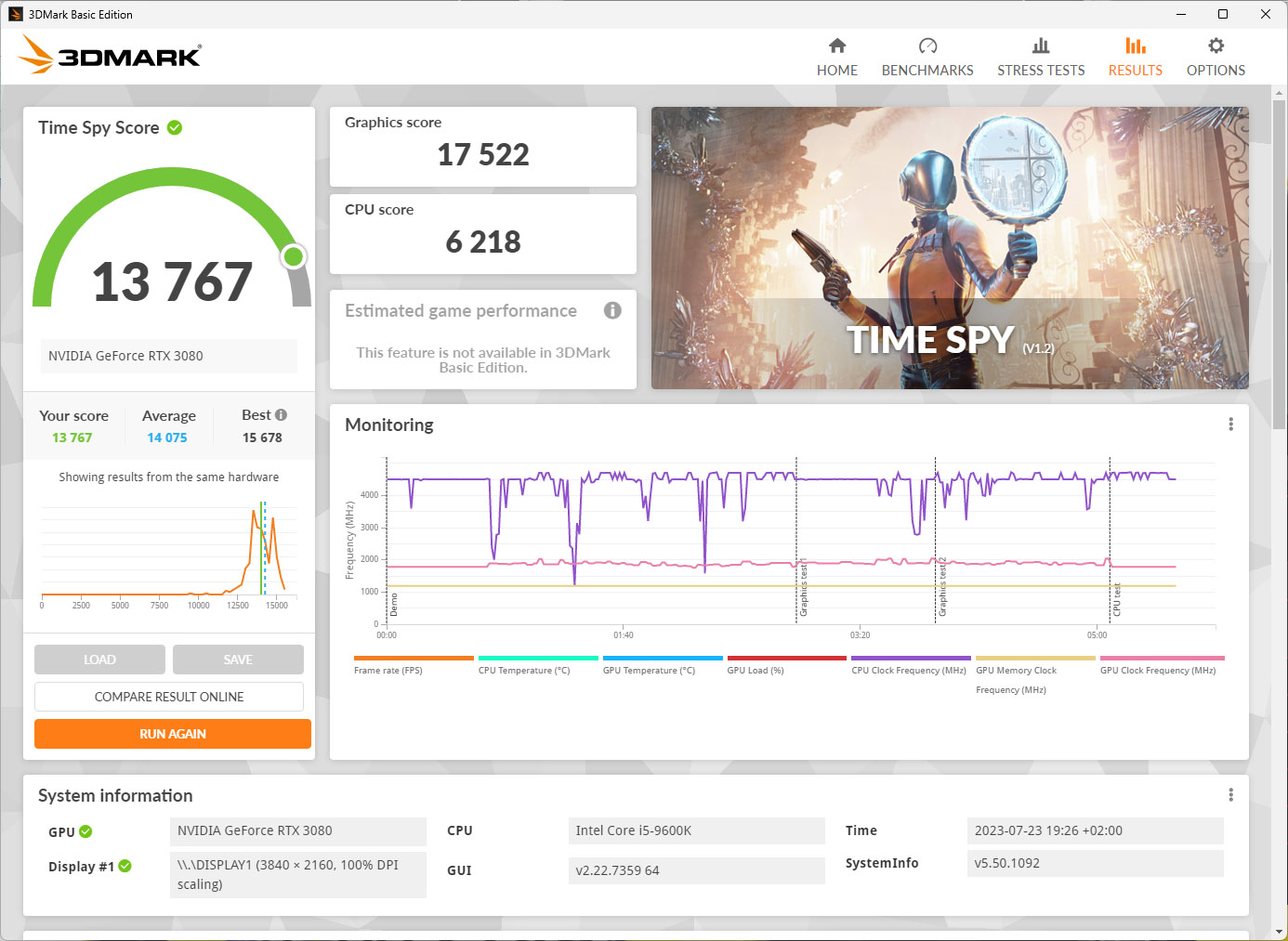 risultato 3 (4,7 GHz + RAM 1T 1,35 Volts) timespy 23.07.2023 - RTX 3080 driver 536.40 .jpg