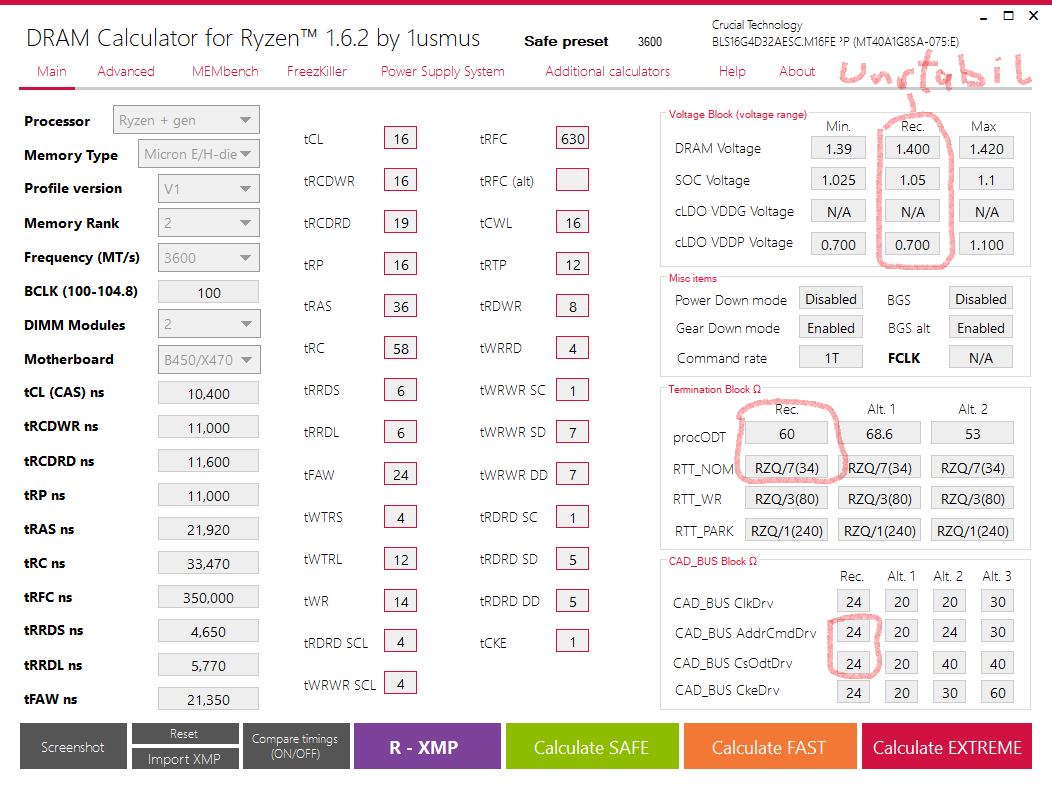Ryzen Dram Calculator ZEN + Crucial auf 3600MhZ mit Safe Settings.png