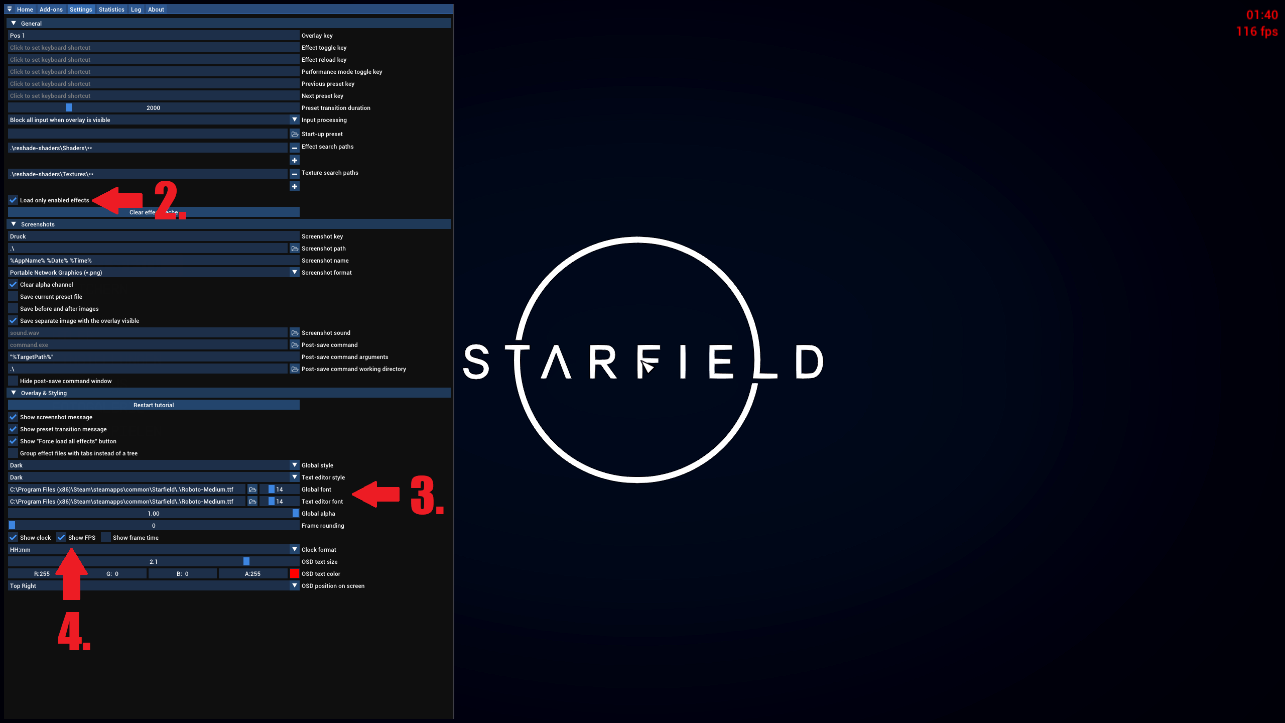 Starfield Load only enabled effects + Show FPS + Show Clock.png