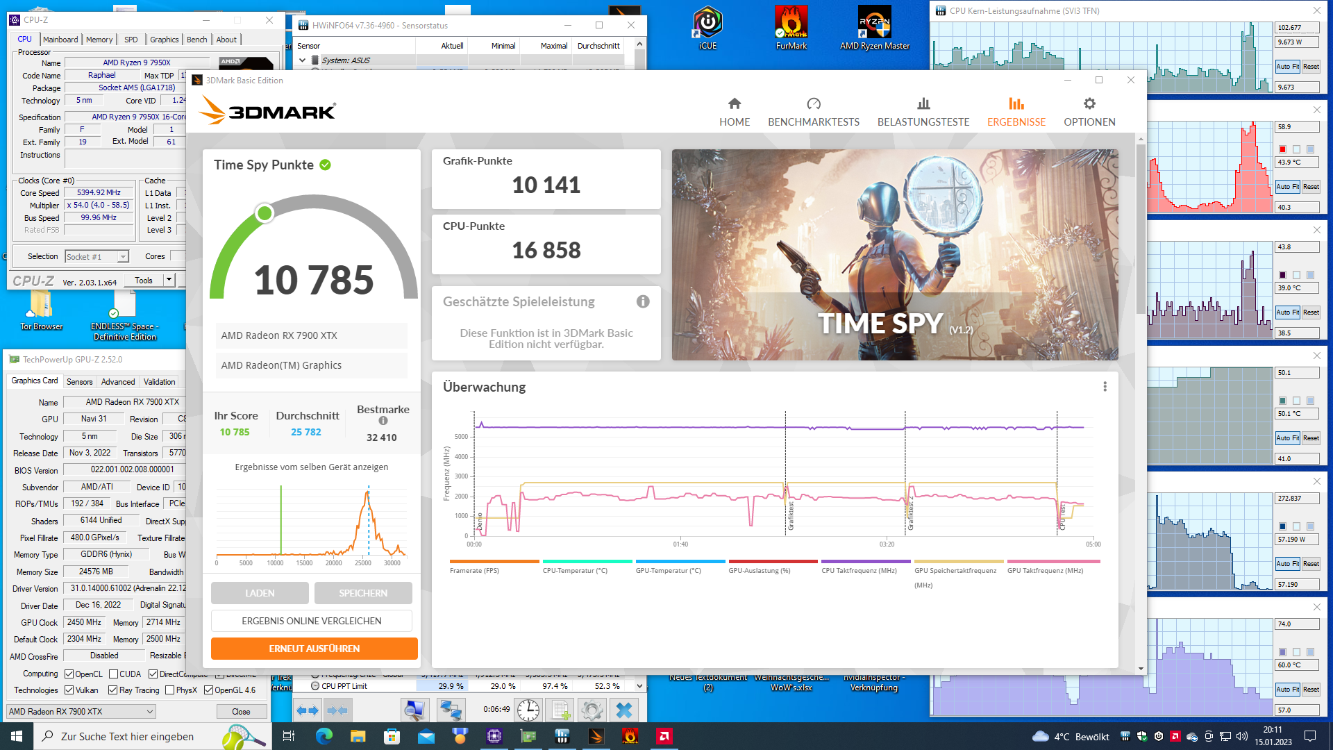 Time Spy 10785 Punkte 15.01.2023 @ ECO settings TDP 105, XTX eingebremst.png