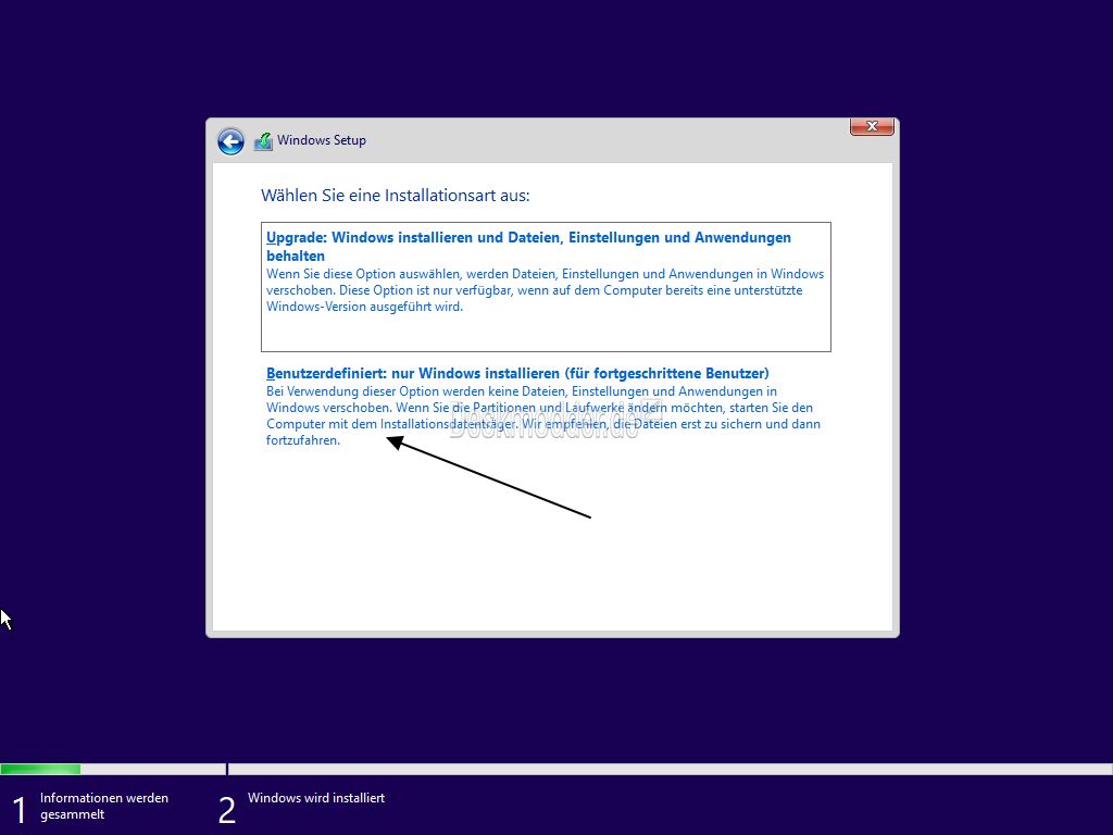 Windows 10 neu installieren - Wählen Sie eine Installationsart aus.jpg