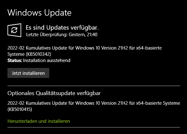 Windows Updates 2022-02-20 konfigurierte Updaterichtlinien weg.png